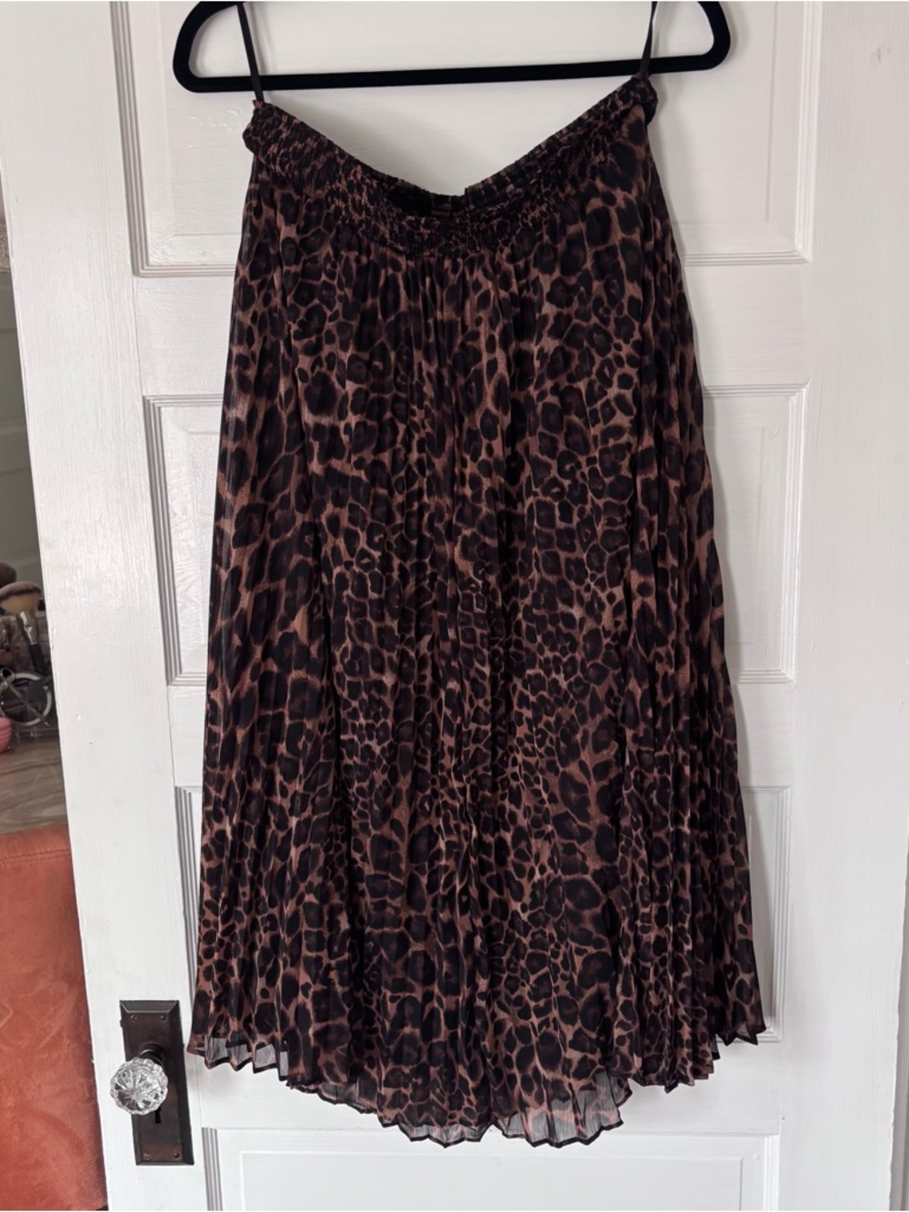 White House Black Market Leopard-Print accordion Midi Skirt